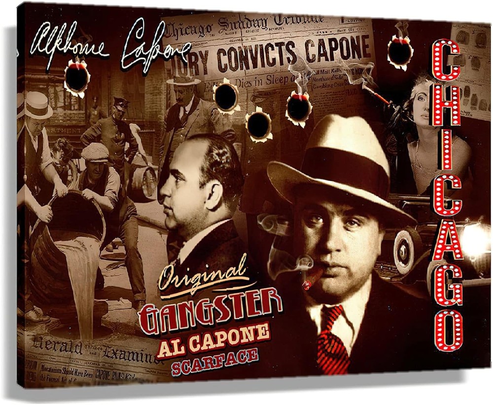 Chicago Gangster Posters Alphonse Capone Mafia Wall Art Canvas Prints Pictures
