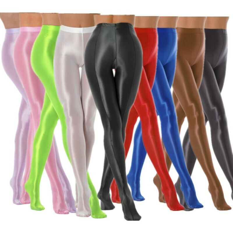Women's Glossy Leggings Shiny Stretch Pants Ballet Dance Yoga Workout Stockings