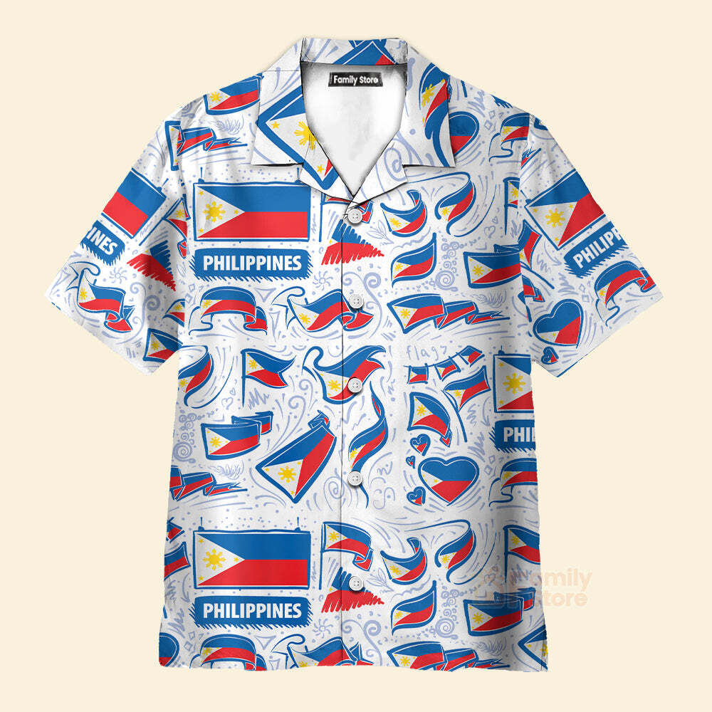 Philippines Flag Pattern Hawaiian Shirt For Men Women