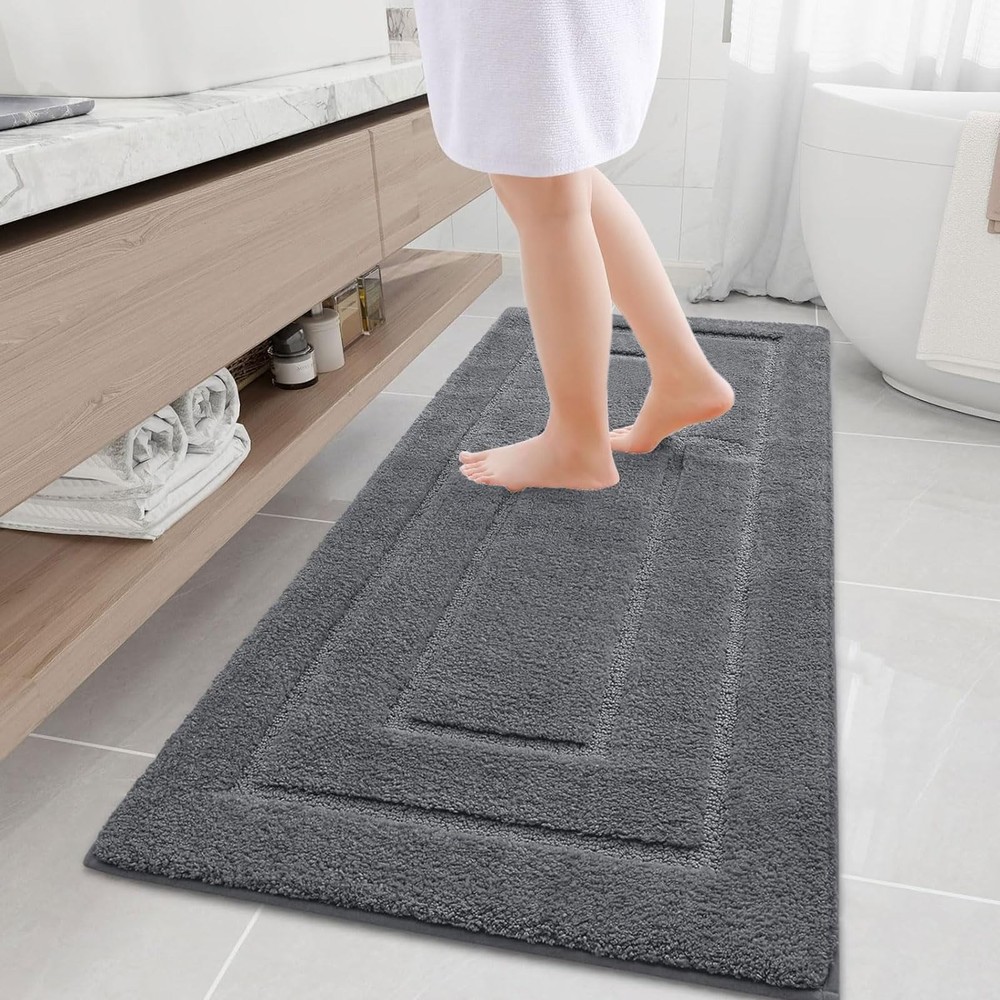 Soft Absorbent Microfiber Bathroom Rug 59x24 Non-Slip Shower Mat