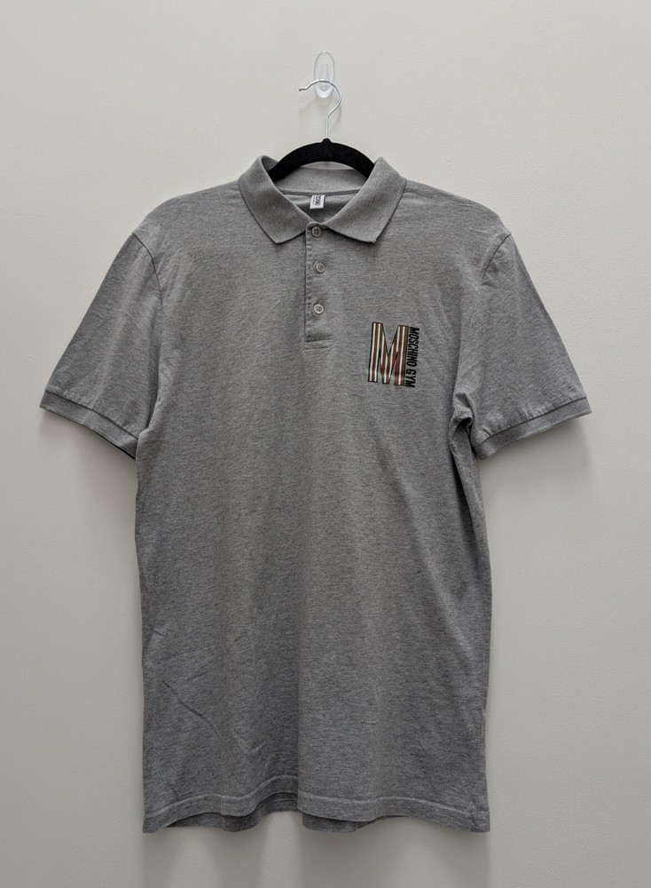 Moschino Gym Men’s Grey Logo Polo T Shirt - Size Small