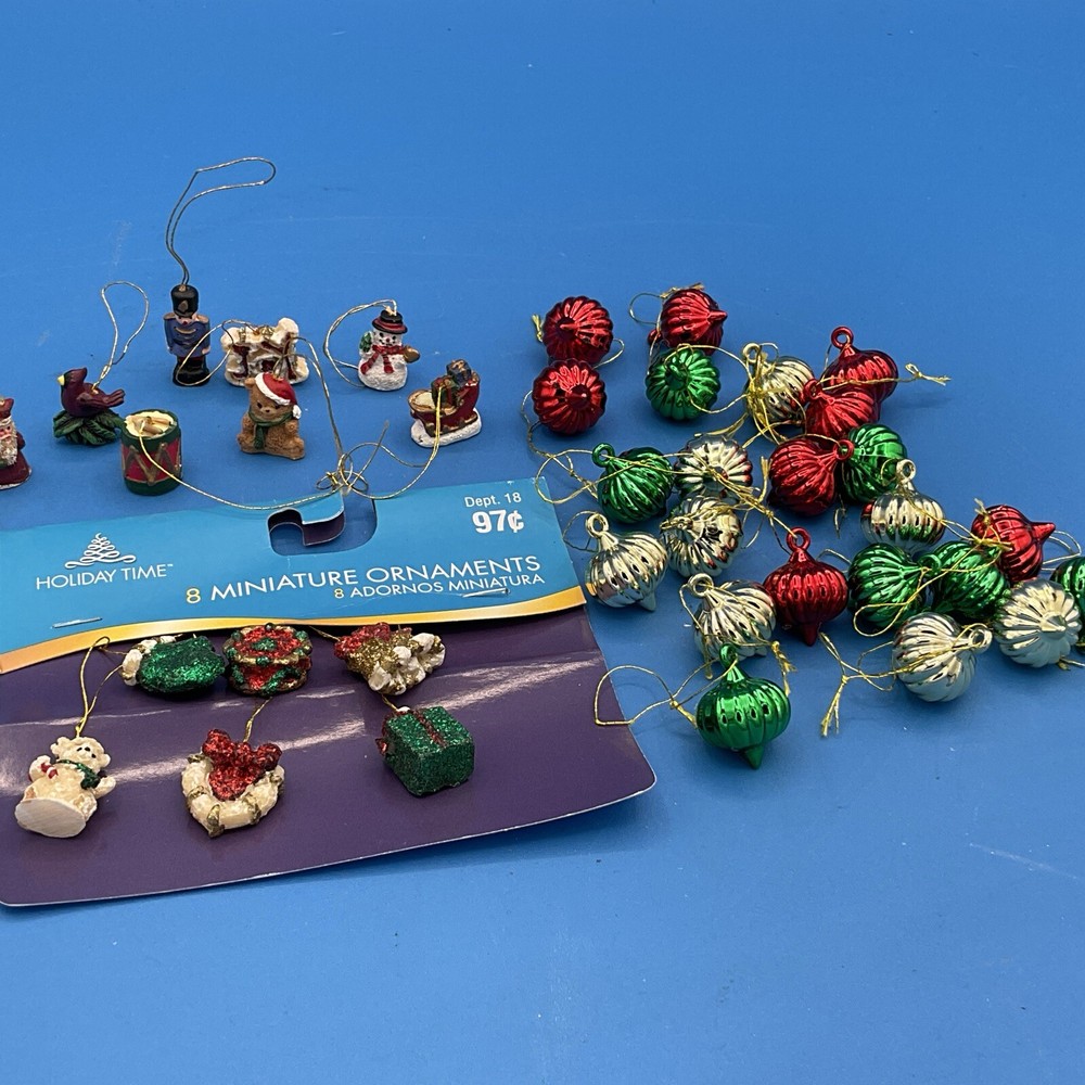 Lot Of 36 Mini Christmas Ornaments-Balls-Snowman-Bear-Santa-Nutcracker