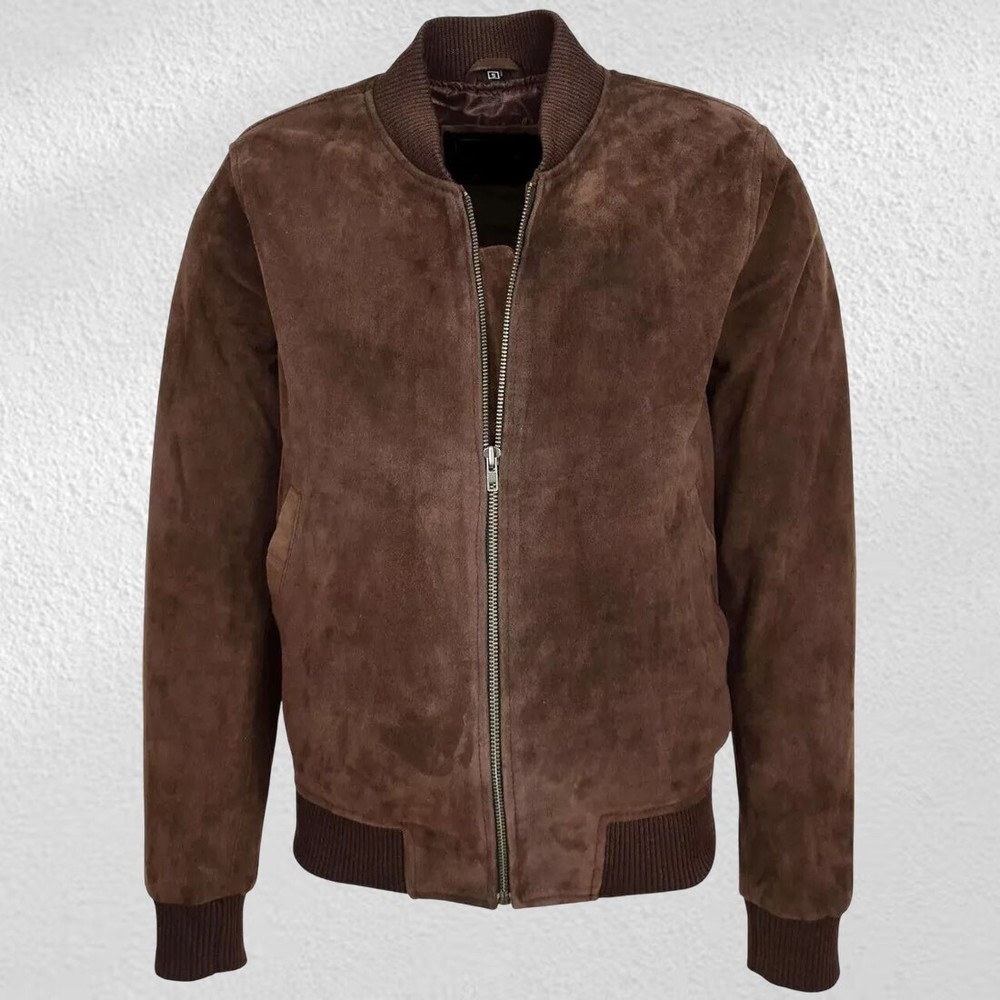 Trendy Men's Sheepskin Brown Suede Leather Jacket Biker Premium Casual Wear