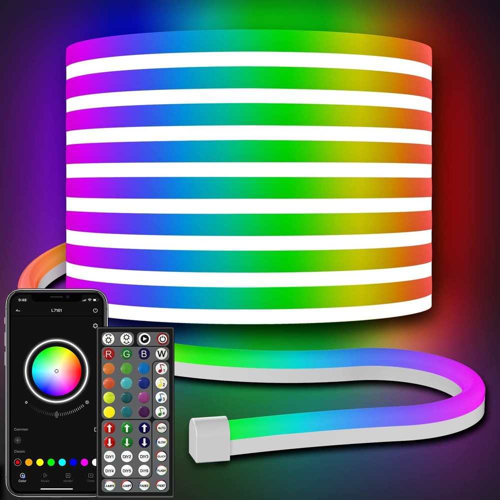 16.4ft Neon Rope Lightsflexible Led Rope Lights Control With App/remotemultiple