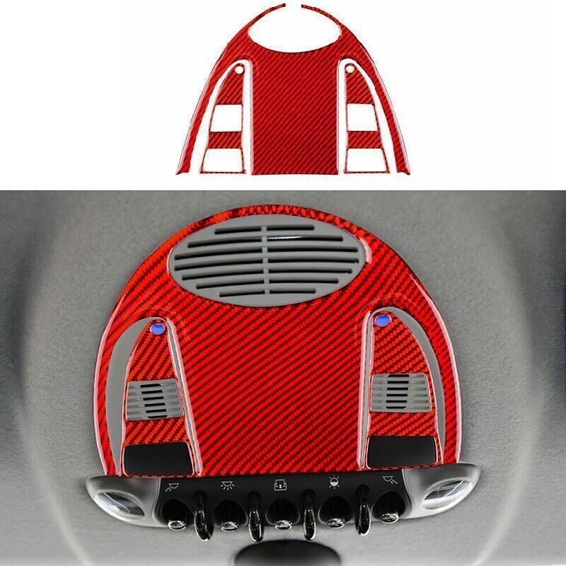 Red Carbon Fiber Overhead Console Roof Reading Light Sticker For Mini R55 R56 57