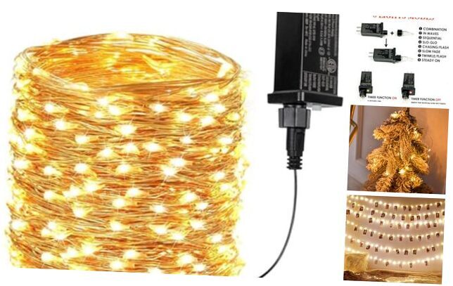 66Ft 200 LED Fairy Lights Plug in, Waterproof String 1 Pack(200LED) Warm White