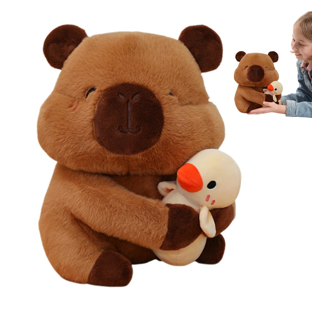 Capybara Stuffed Animal Plush Capybara Hugging Yellow Duck 11.81in Children Chic