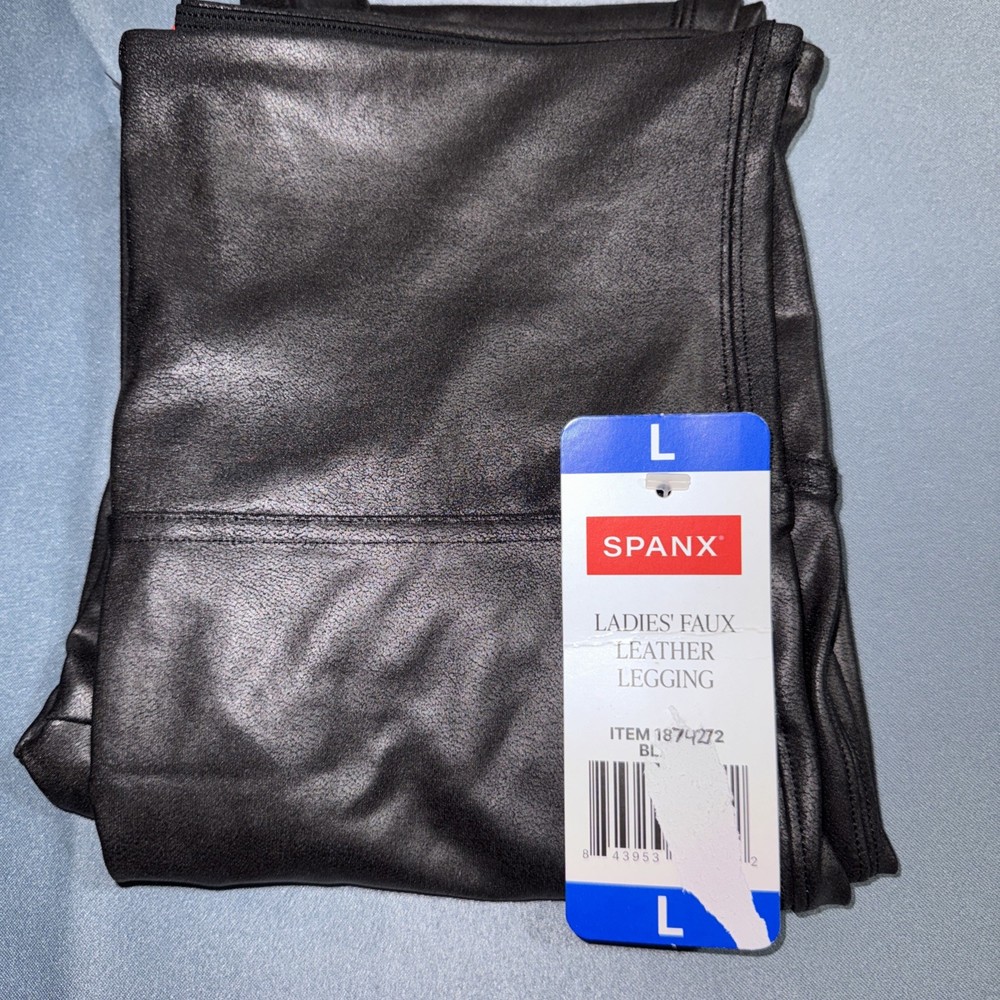 SPANX Ladies’ Faux Leather Legging, Black, Large, E23