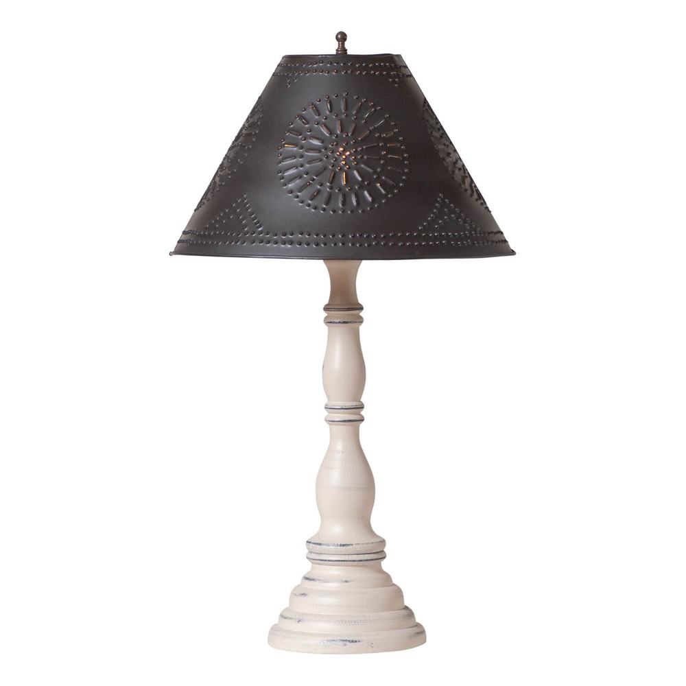 Davenport Table Lamp in Rustic White - Metal Tapered Shade - Tinware