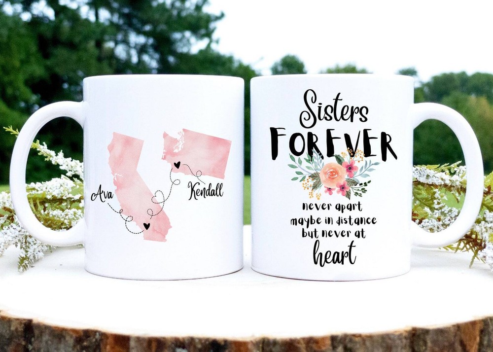 Customized Sister Mug Sisters Forever Never Apart Long