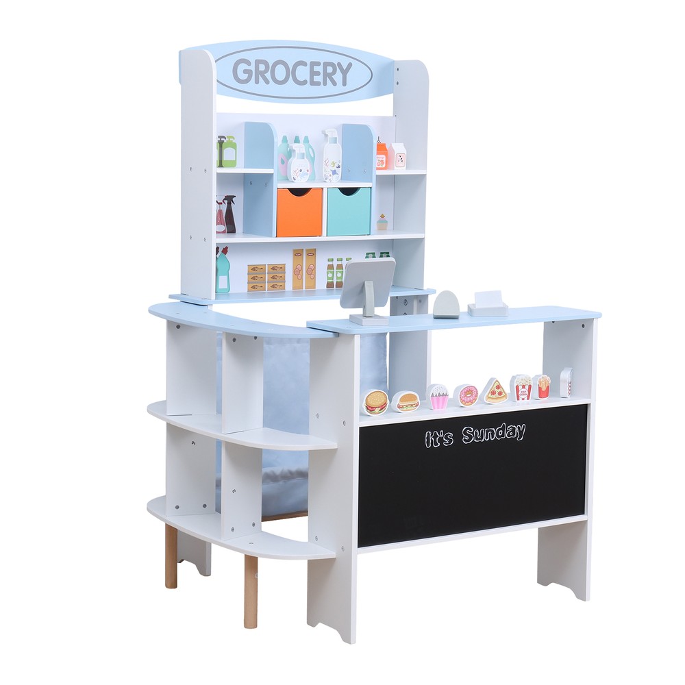 Toddler Pretend Play Grocery Store with Checkout Counter, Snack Model UN