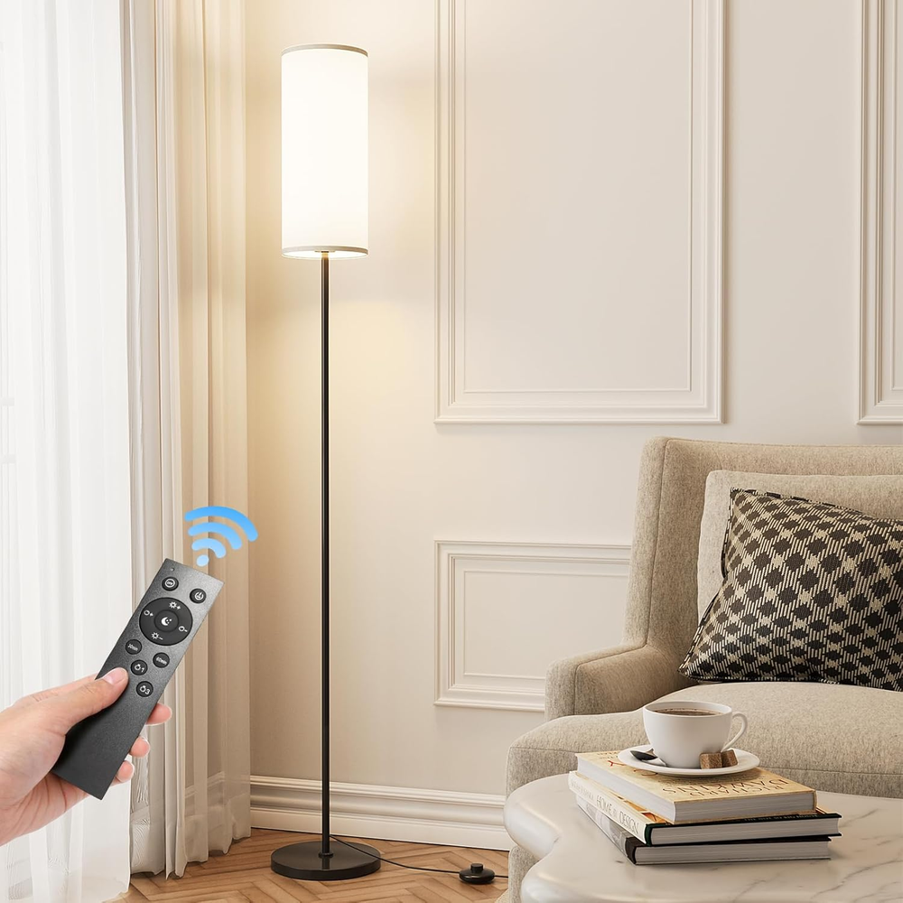 Floor Lamp for Living Room, Modern Standing Lamp with Remote Control, Stepless D