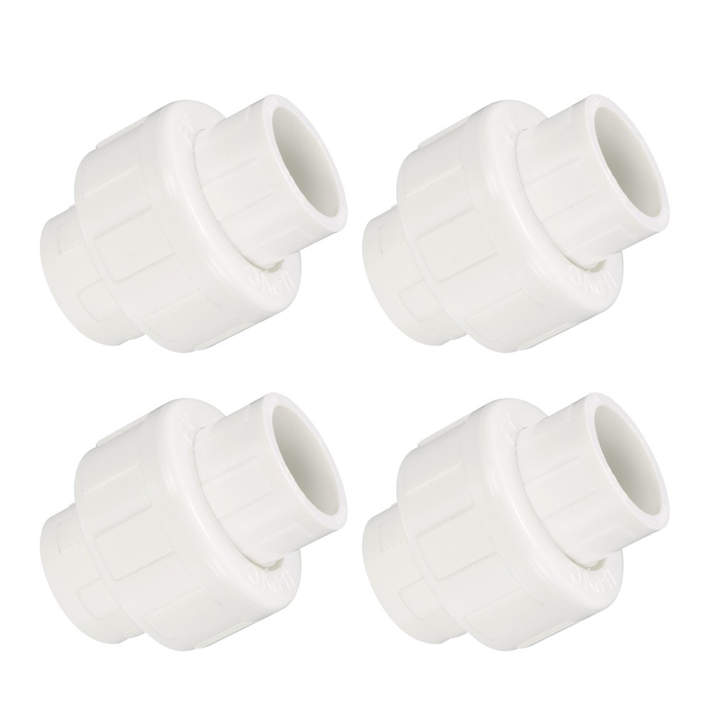 PVC Union Socket 1/2 Inch 4Pcs PVC Pipe Fitting Coupling Adapter for DIY White