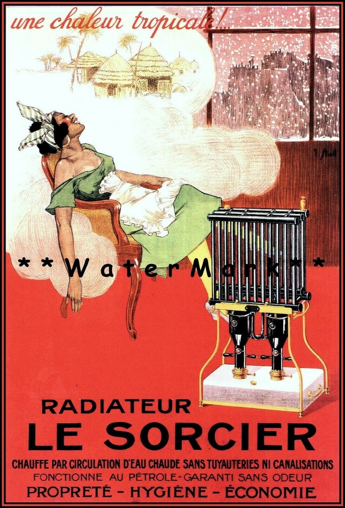 1920s Le Sorcier Radiator Vintage French Ad Poster Retro Art Print