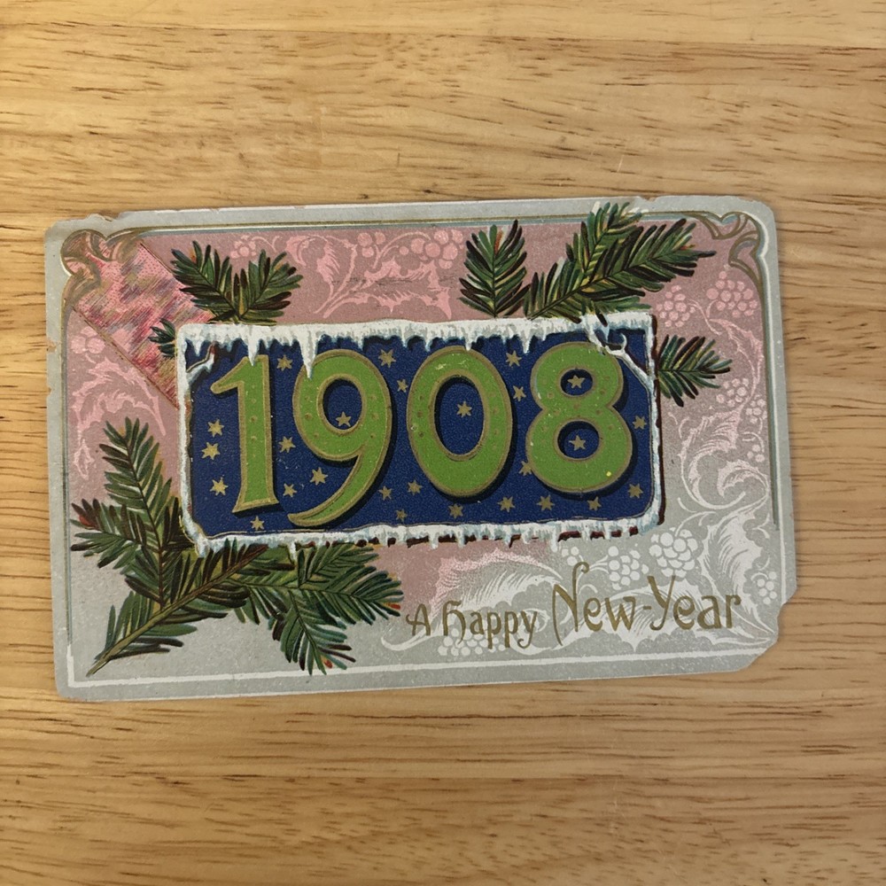 Antique postcard 1908 A Happy New - Year / postmark 1907