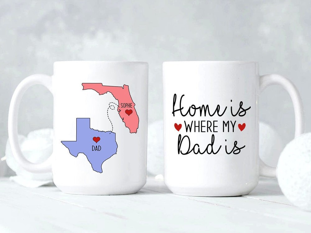 Fathers Day Mugdad Gift From Daughter Home Is Where My Dad Is Coffee Mug Long-image