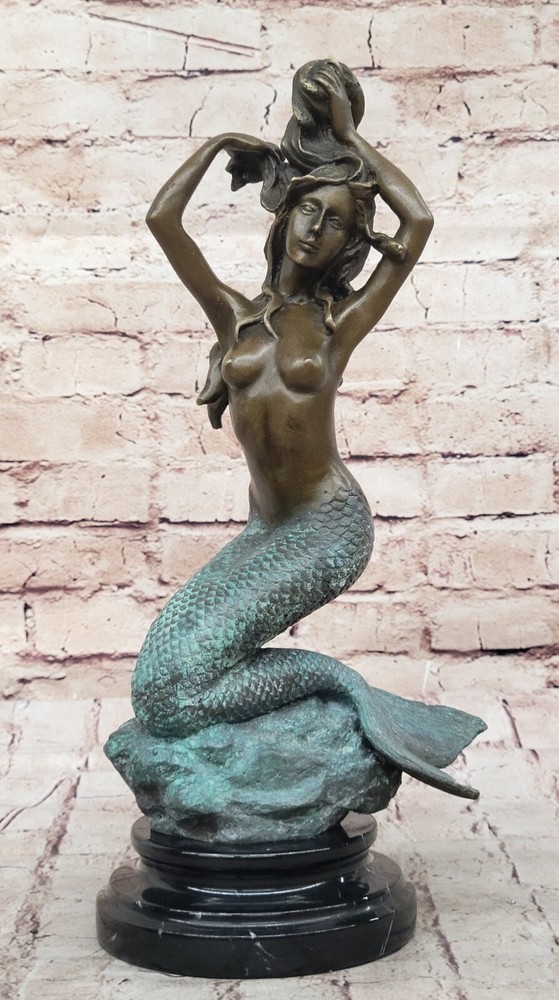 Mothers Day Special Gift Mythical Mythology Female Mermaid Bronze Sculpture-image