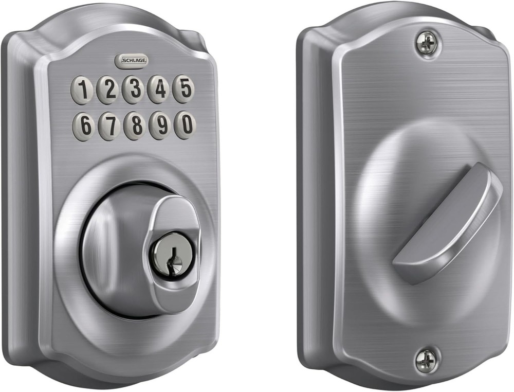 Camelot Keyless Entry Deadbolt Lock in Satin Chrome - Electronic Keypad Security