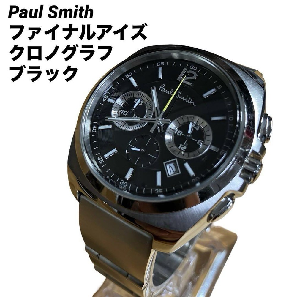 USED PAUL SMITH FINAL EYES CHRONOGRAPH BLACK WRISTWATCH ACCEPTABLE M-87DF