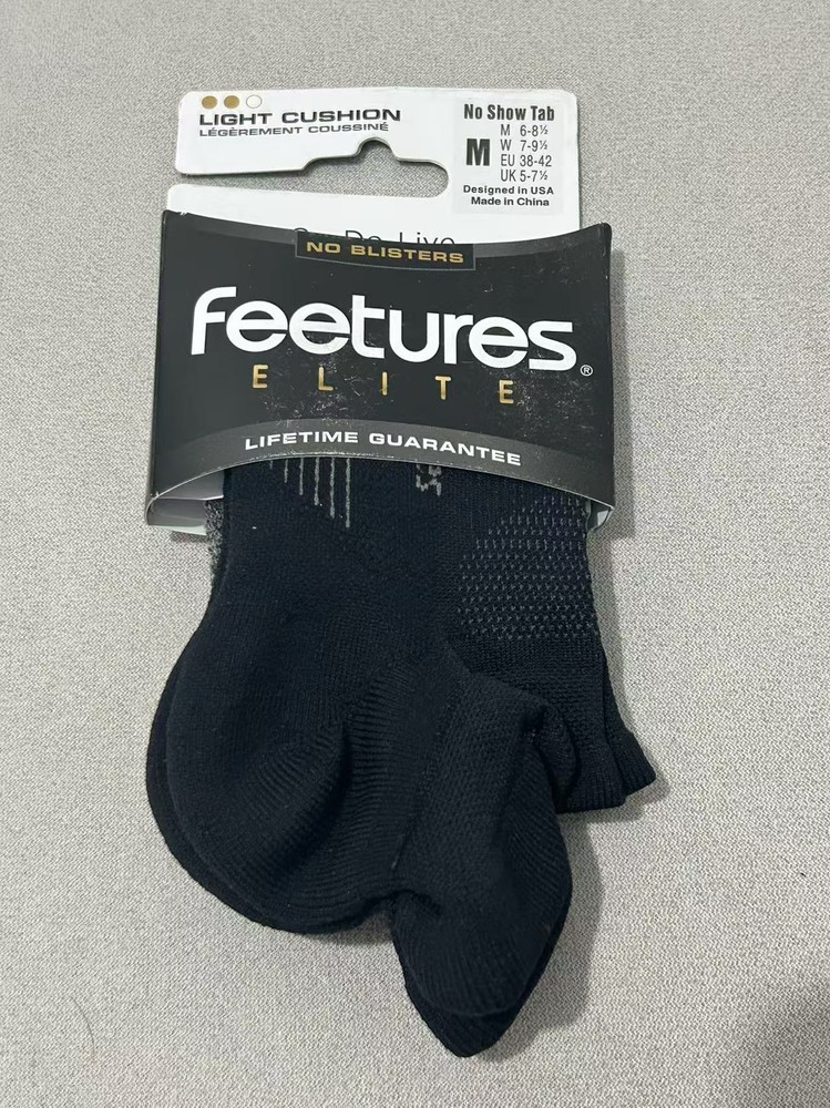 3 Pairs Feetures Light Cushion No Show Tab Socks Black M GO.DO.LIVE.