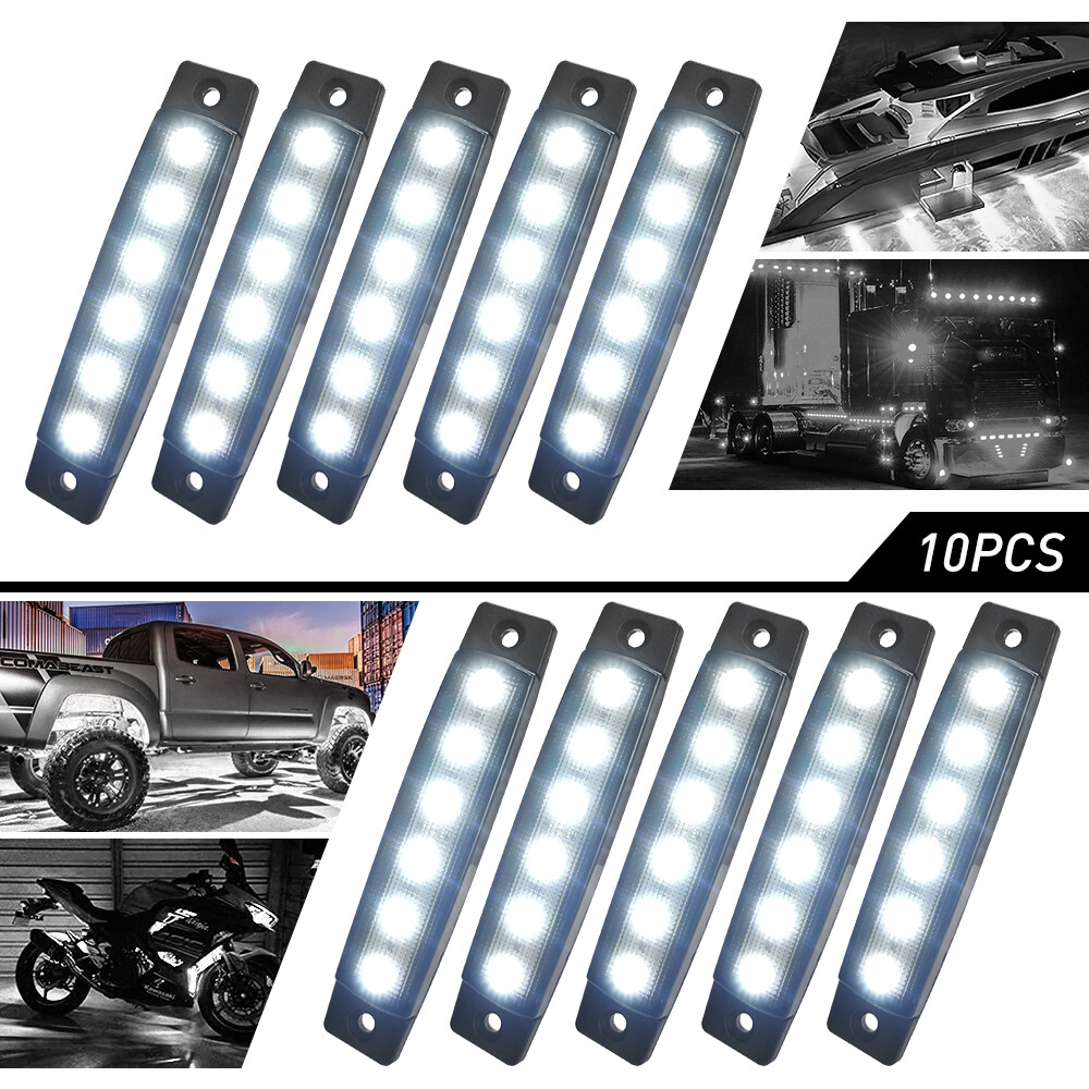 10x White 6LED Side Marker Lights For Clearance Truck Trailer RV tail lights NEW