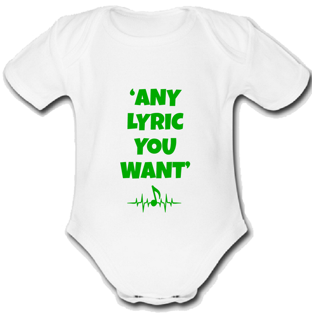 Tally @ Hall babygrow Baby vest grow music gift custom LYRICS GREEN