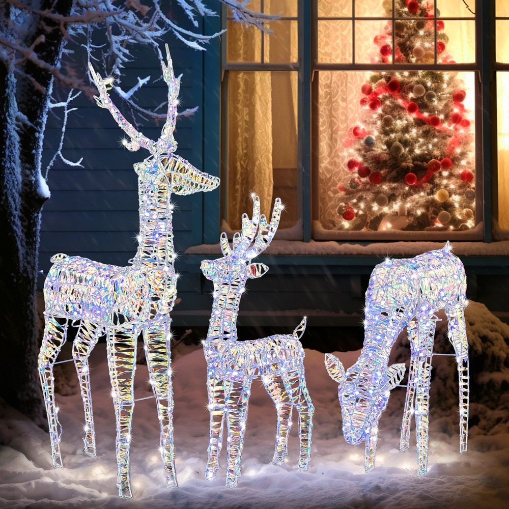 3 Piece Christmas Reindeer Family Lighted Deer Set for In/Outdoor Yard Decor