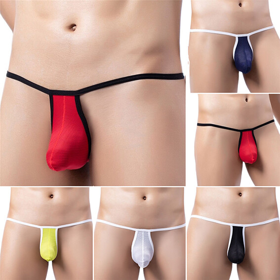 Sexy Lingerie Men's Mesh G-string Underwear T-back Thongs Briefs Pouch Bikini