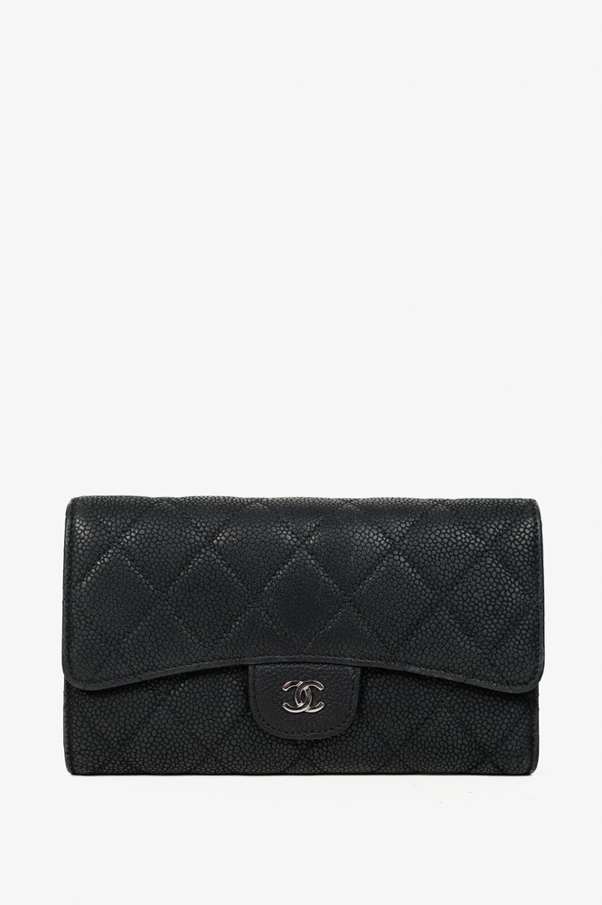 Chanel 13S Noir Caviar Quilted Classic Flap Wallet