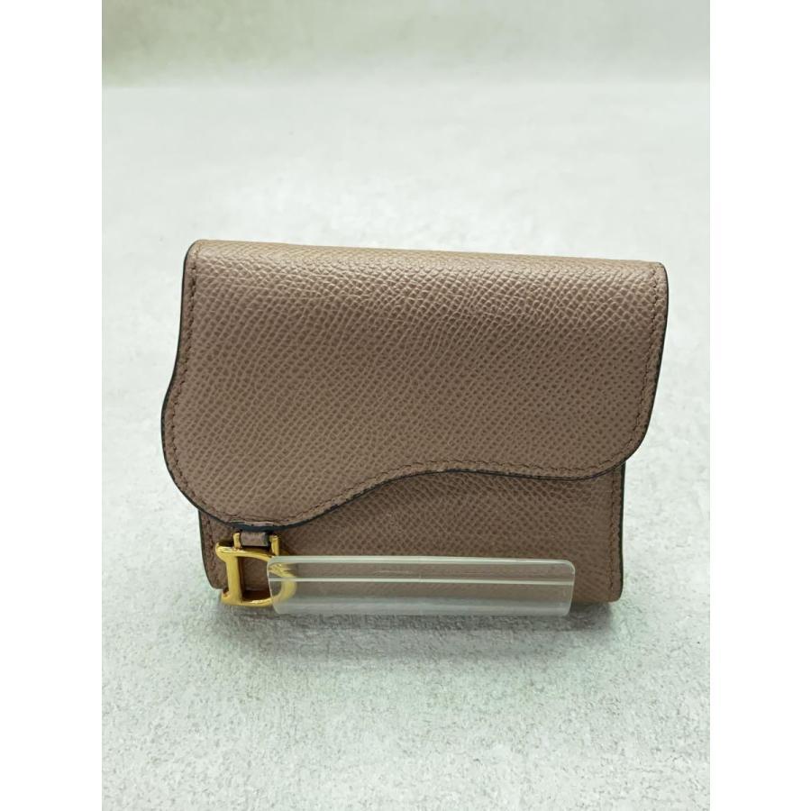 Christian Dior Beige Leather Saddle Lotus Trifold Wallet