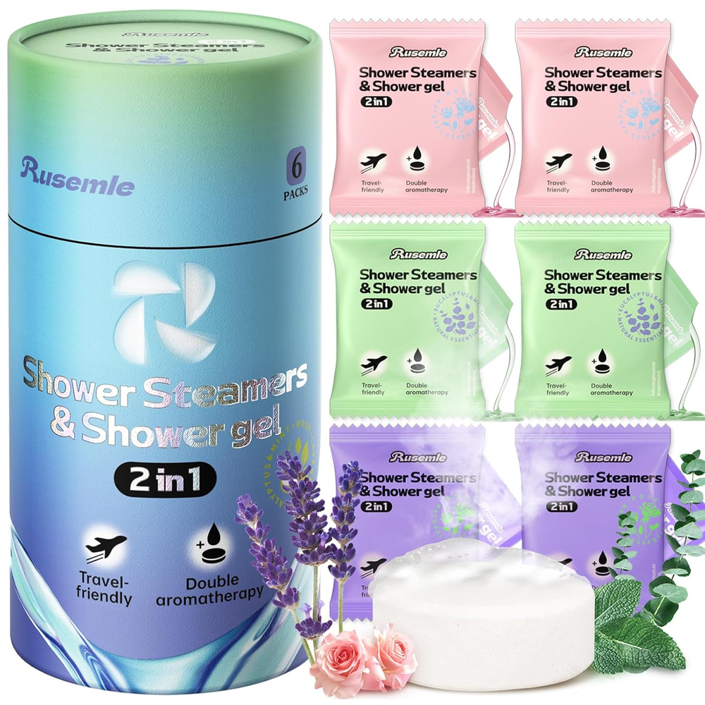 Shower Steamers Aromatherapy 6 Pack - Birthday Gifts for Women, 2-In-1 Shower St