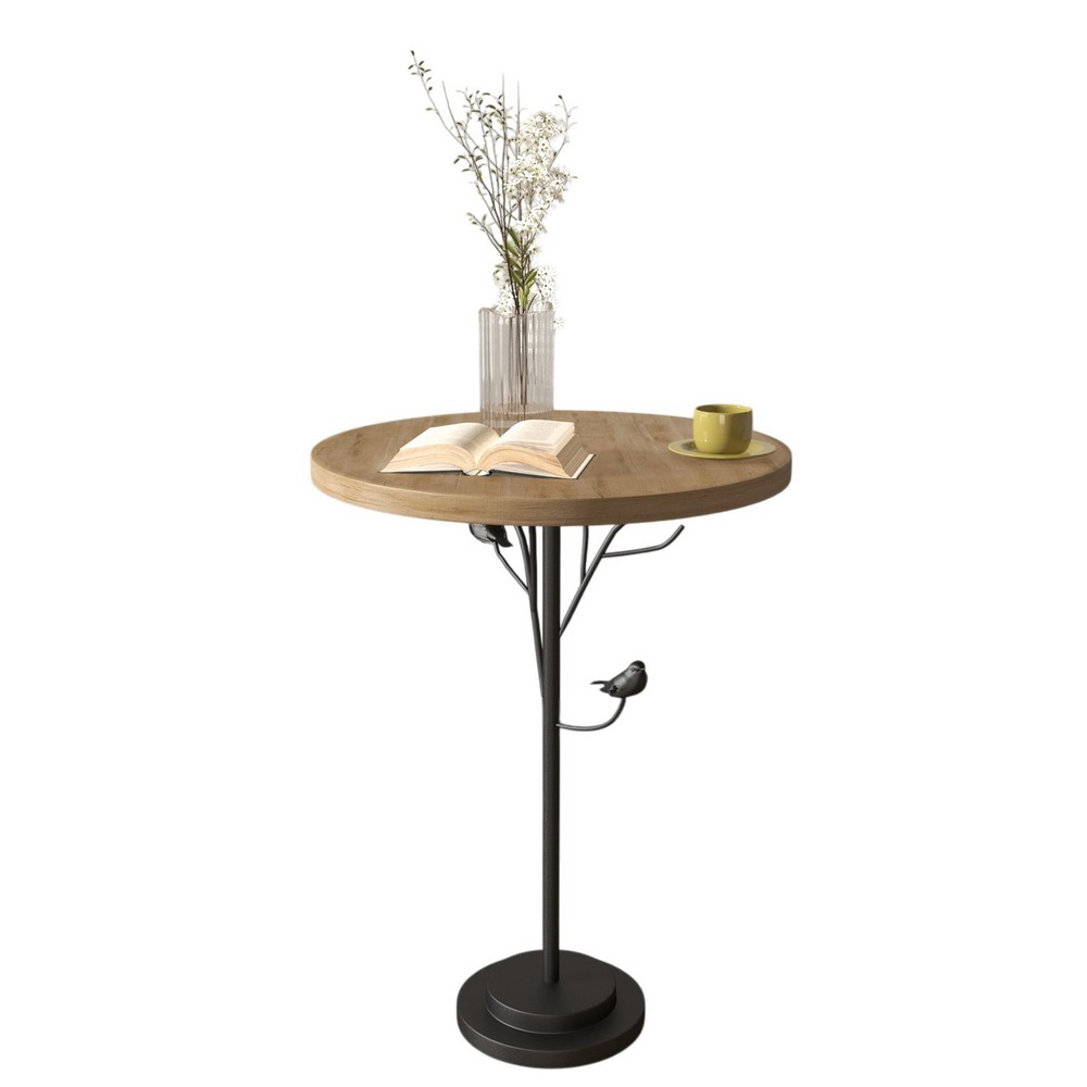 16-Inch Round Metal Pedestal Side Table for Coffee or Tea with Artistic Legs