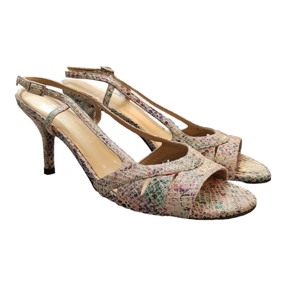 STUART WEITZMAN Rainbow Python Stiletto Heel Strappy Sandals  Women's US 8M NIB
