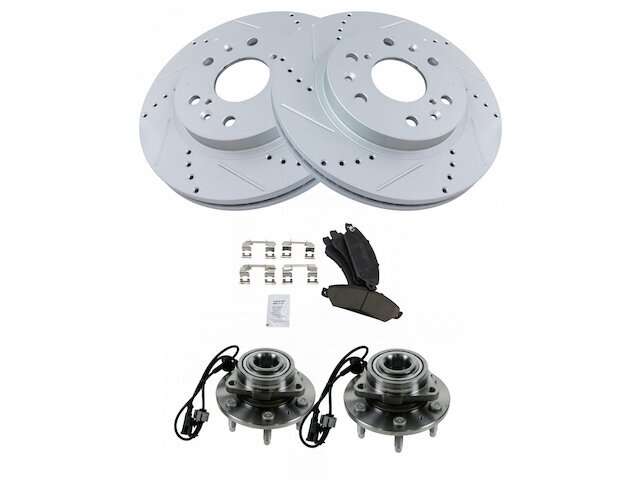 TRQ Front Brake Pad Rotor and Wheel Hub Kit for 2007 GMC Yukon AWD 72KDGD