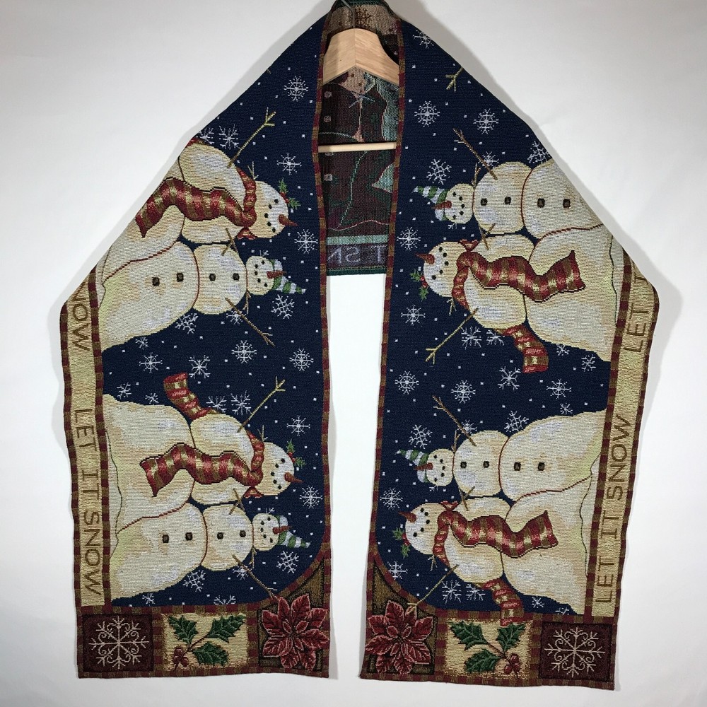 Seasonal Christmas Snowmen Let It Snow Tapestry Table Runner 72