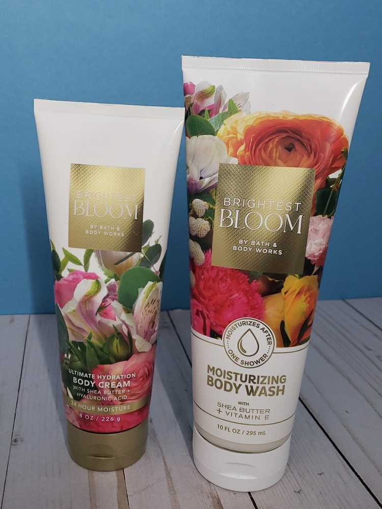 2 New Bath & Body Works Brightest Bloom Moisturizing Body Wash + Body Cream