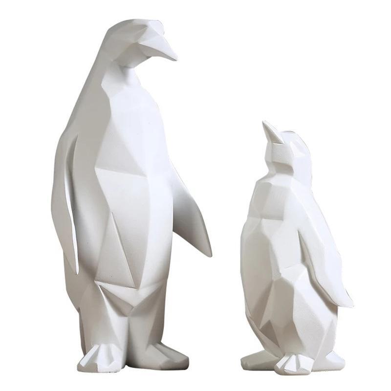 Modern White Penguin Resin Figurine with Stand for Stylish Home Decor