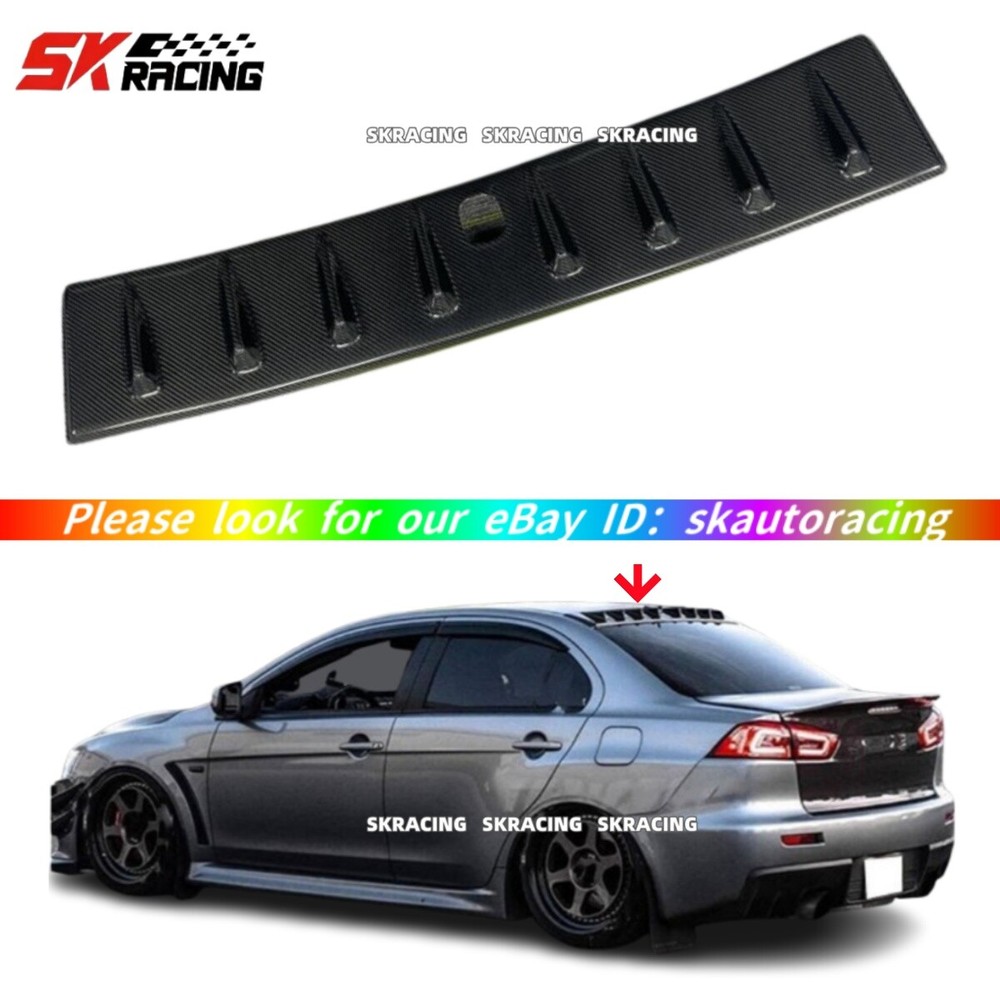 Real Carbon Fiber Shark Rear Roof Spoiler Wing For 08-15 Mitsubishi Lancer EVO X