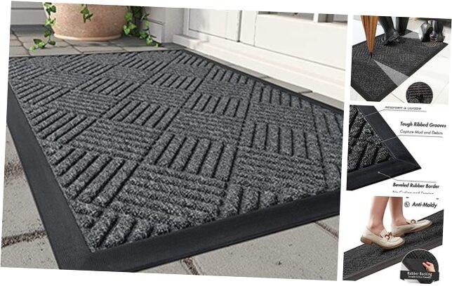 Durable Indoor Outdoor Welcome Front Door Mat for Entrances