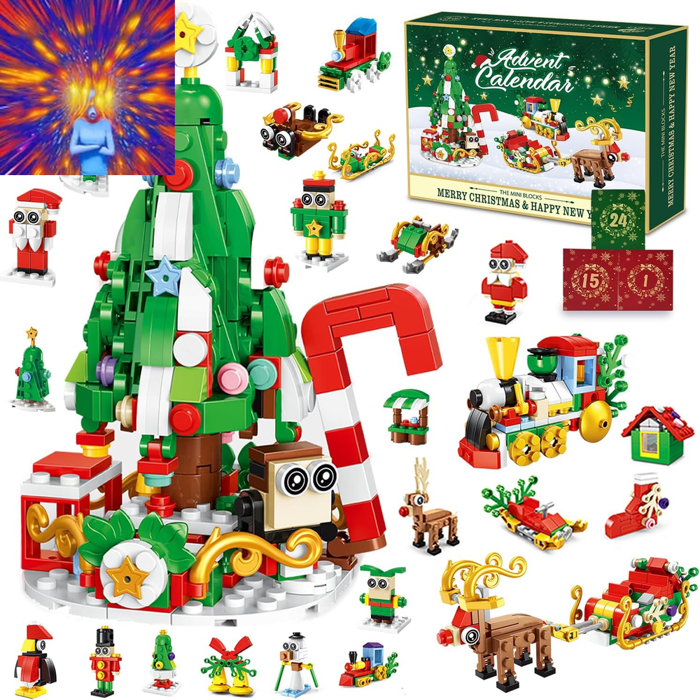 2024 Advent Calendar Christmas Tree Building Set, 24 Boxes Holiday Countdown Cal