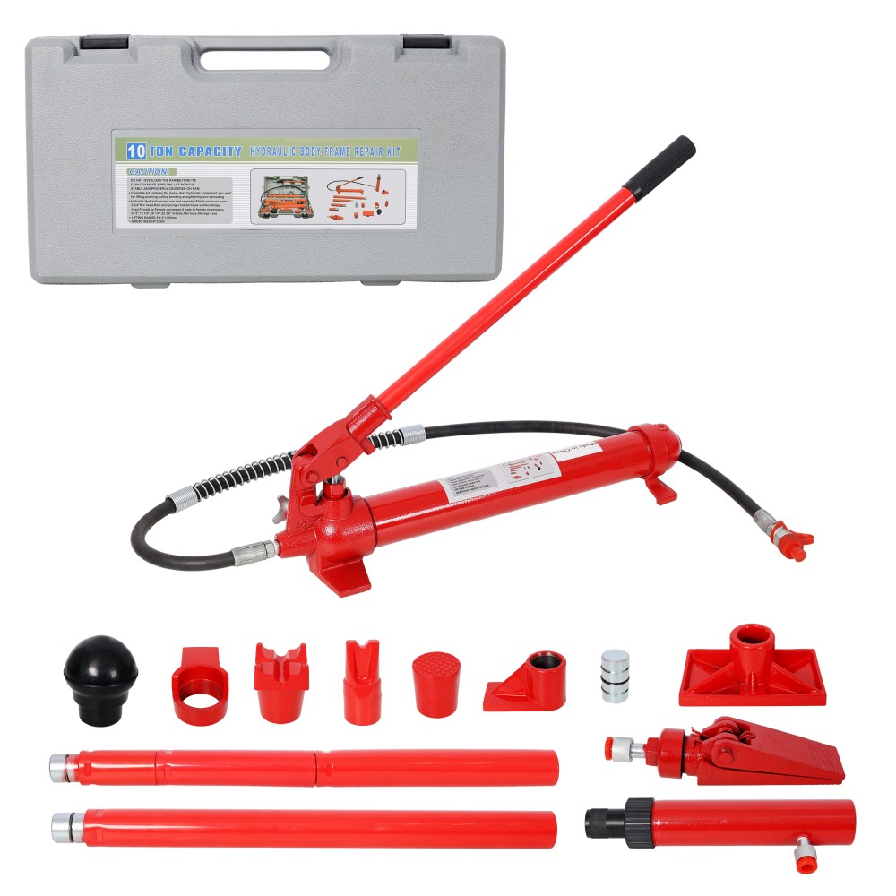 10Ton Power Kit Portable Hydraulic Jack with Oil Hose Auto Body Frame Repair Kit