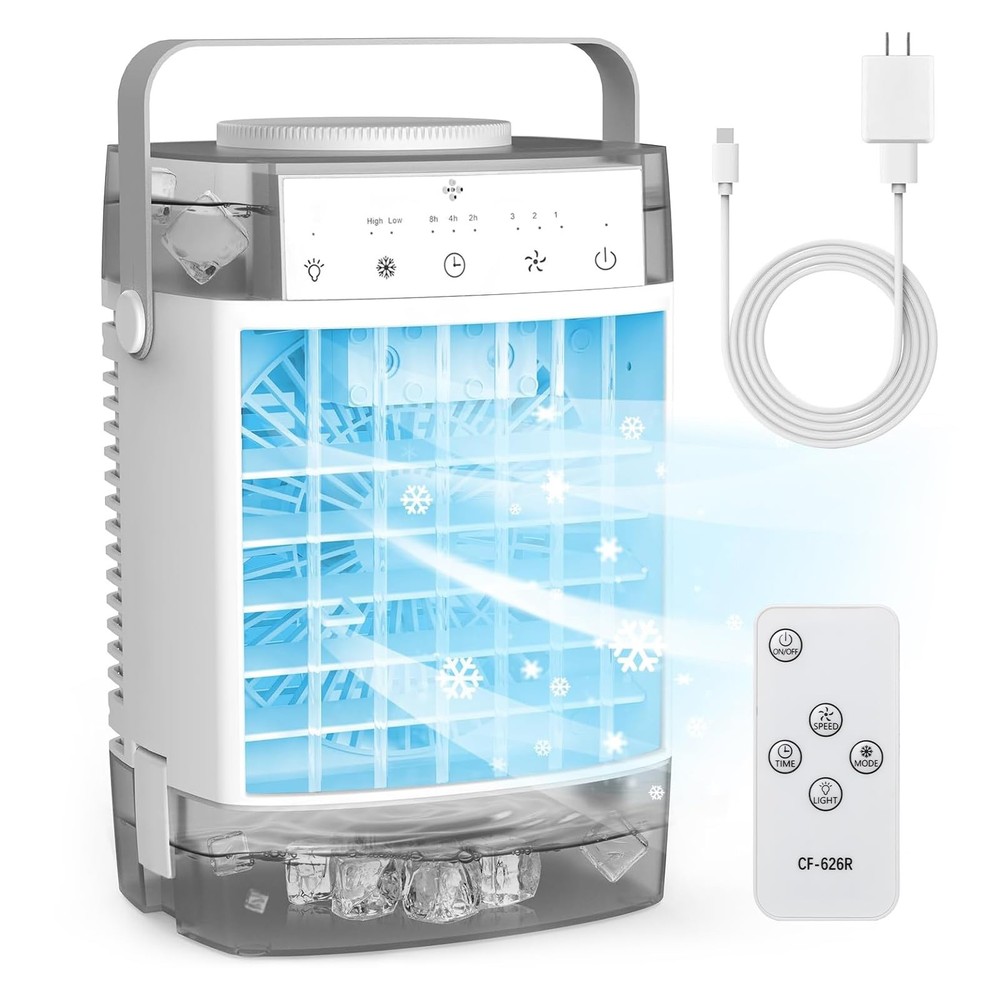 Portable Air Conditioners, 1600ml Dual Water Tank Portable AC Unit, 3 Speed 2...