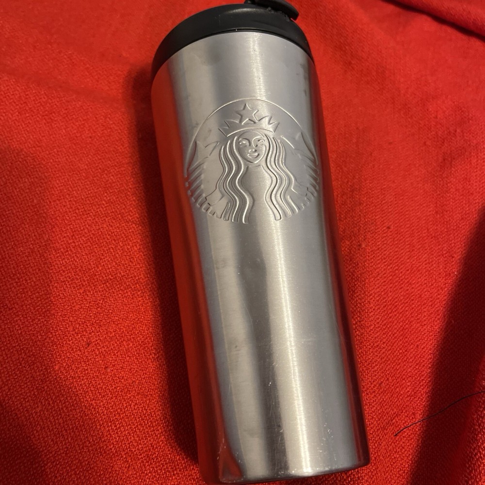 Starbucks Travel Mug Cop Tumbler Star Silver Stainless Steel 16 oz Insulated