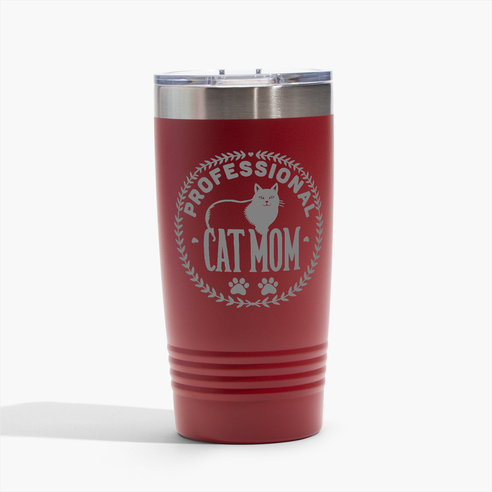 Professional Cat Mom - Red 20oz Tumbler - Perfect for Gifts! Free Shipping!