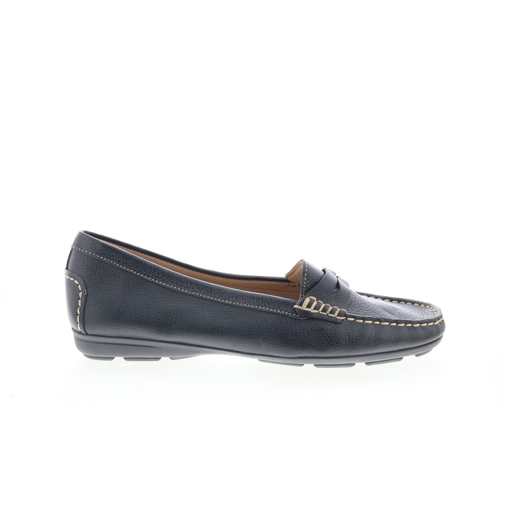 Hush Puppies Renita Penny H509346 Womens Black Leather Loafer Flats Shoes 6