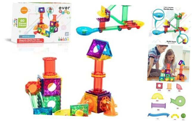 60 Piece Marble Run Magnetic Building Toys Magnet Tile Construction Blocks
