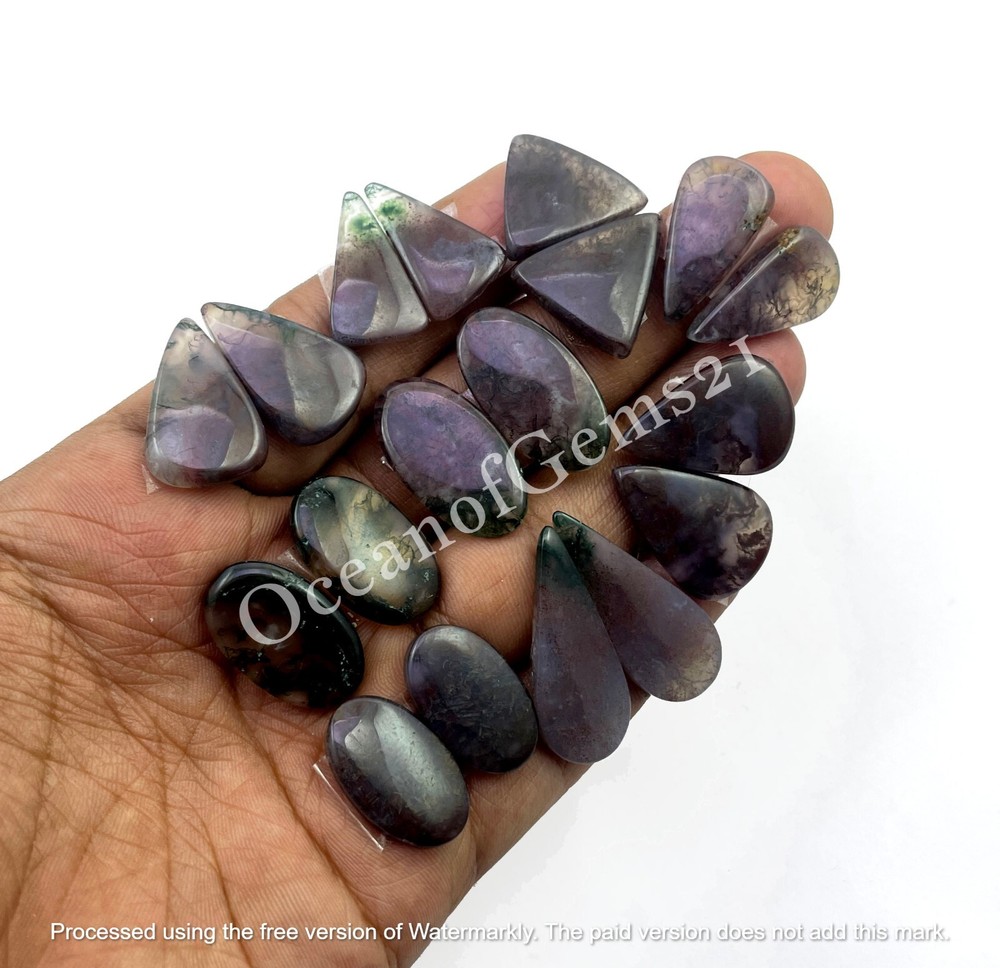 Natural Red Moss Agate Earrings - 4 Pairs Loose Gemstone Cabochons