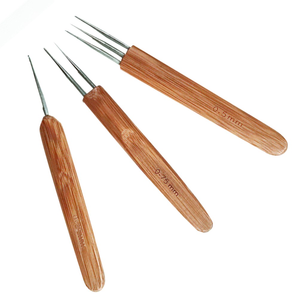 3pcs Bamboo Knitting Needles Set Round Carbonized Single-ended Crochet Needles for Crafting