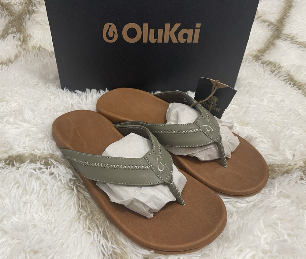 Olukai Men's Hiapo Flip Flops Size 10 Odyssey Grey Comfort Beach Sandals