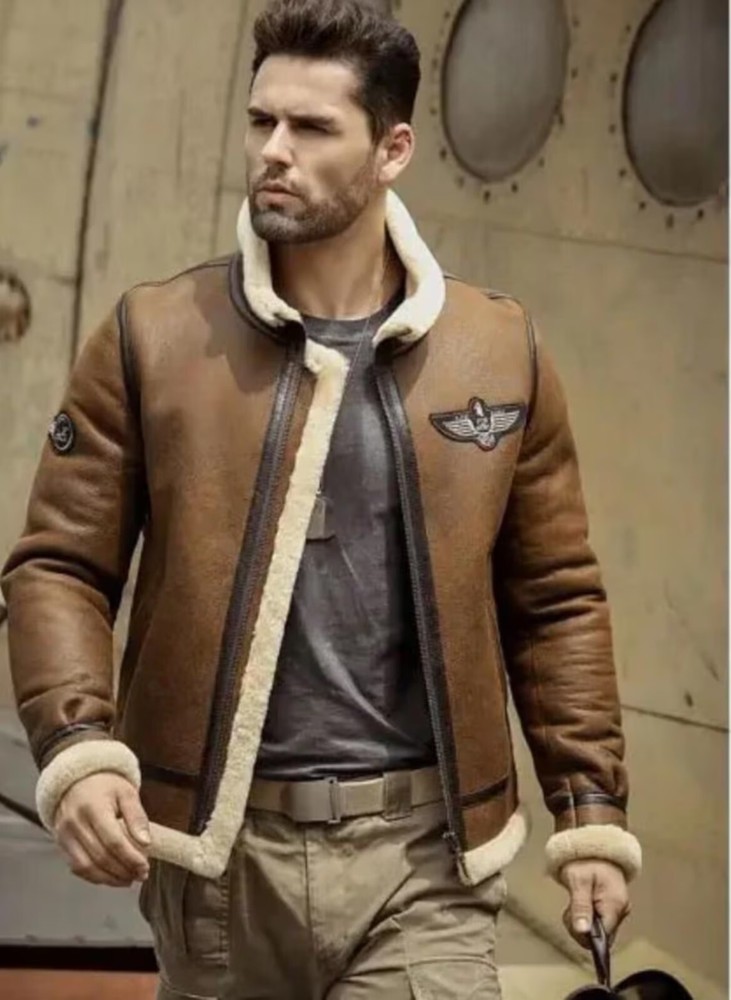 Handmade Genuine B3 Bomber Jacket Real Lambskin Leather Boyfriend Gift